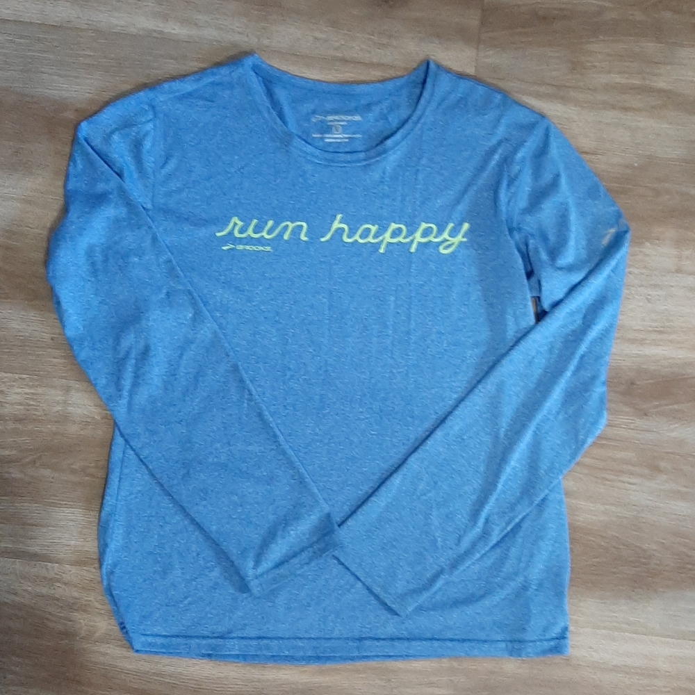 Brooks Run Happy Heather Light Blue Long Sleeve